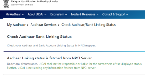 check aadhaar bank linking status