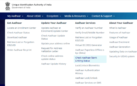 link aadhaar card to bank 