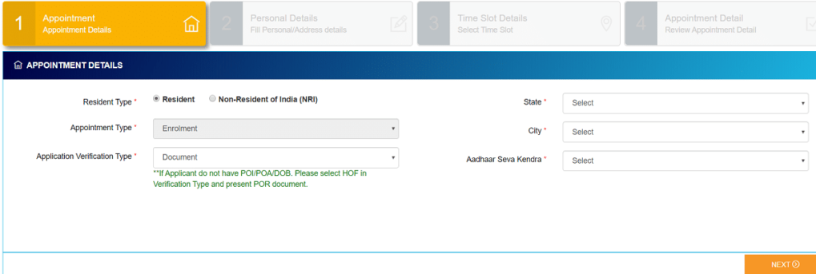 baal aadhar card appointment date book