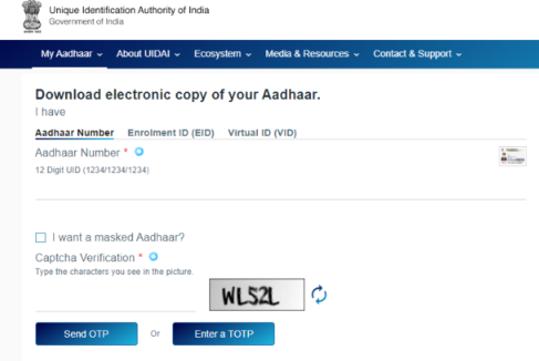 how to download aadhar